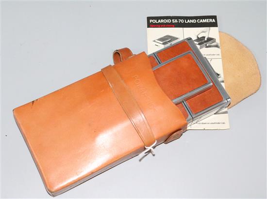 Single Polaroid camera in a leather case